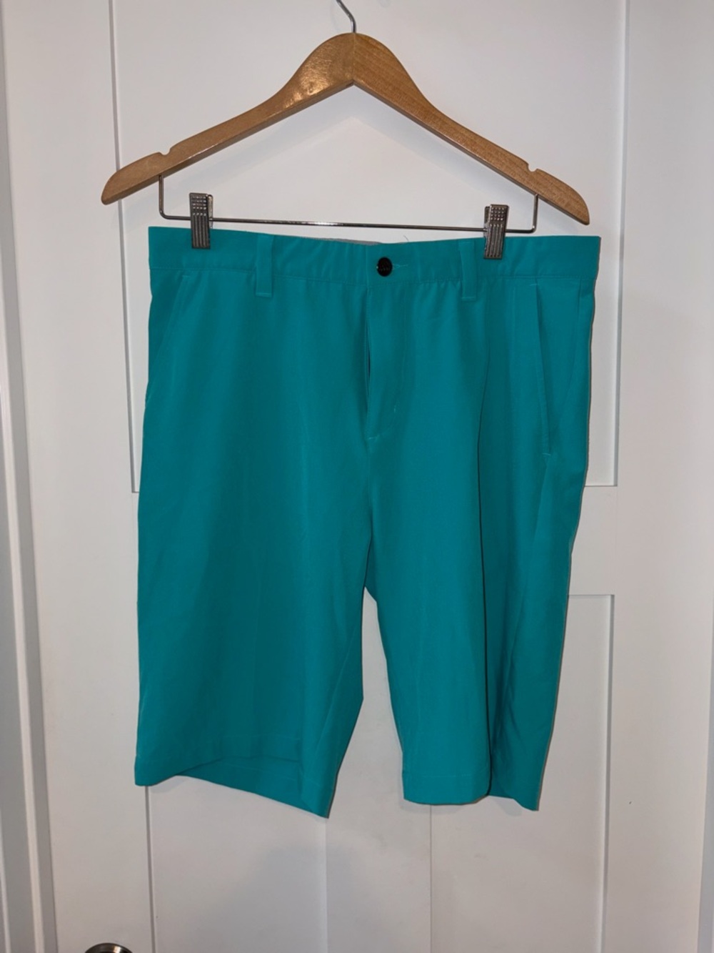 adidas Men's Teal Flat-Front Performance Shorts